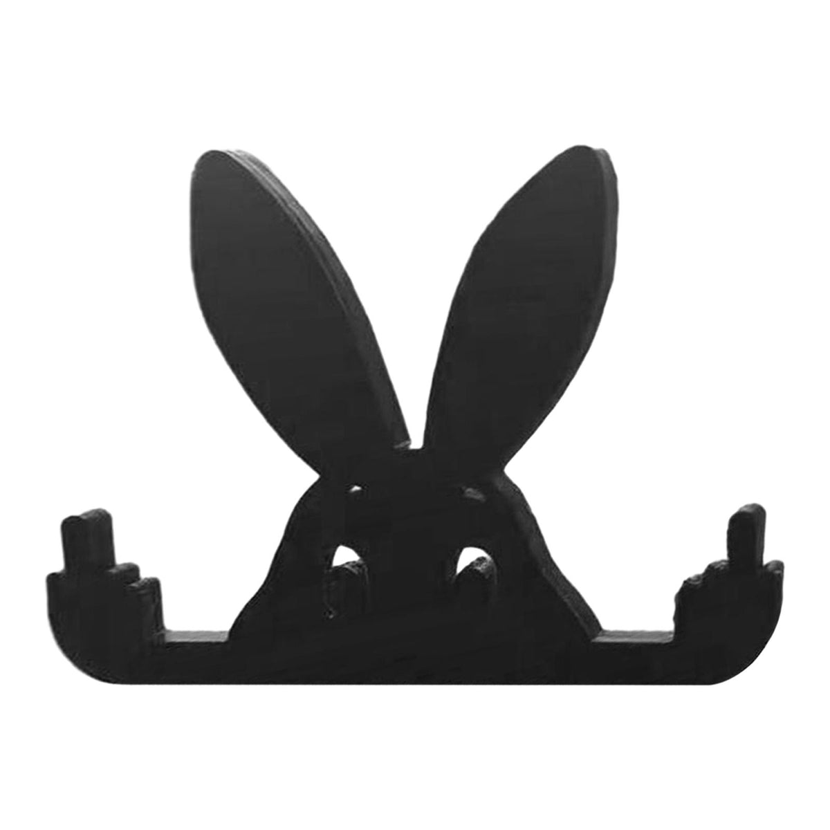 Maxbell Funny Middle Finger Black Rabbit Ornament Unique for Garden Bookshelf Window