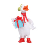 Christmas Duck Statue Display Animal Figurine for Desktop Front Porch Indoor Hold a Gift Bag