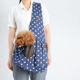 Maxbell Maxbell Pet Sling Carrier Hands Free Adjustable Single Shoulder Bag Blue Dot