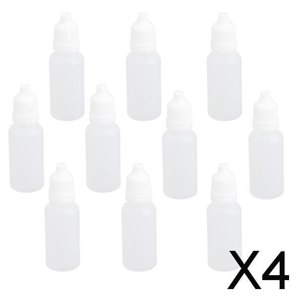 Maxbell 4x10x Empty Squeezable Dropper Bottle Screw Cap for Eye Drops Lab Liquid 15ml