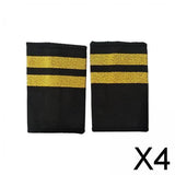 Maxbell 4xAirline Epaulets Traditional with Gold Stripes Officer Shoulder Boards two bars
