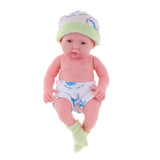 Maxbell 25cm Soft Vinyl Realistic Infant Newborn Baby Doll Kids Toy in Green Clothes