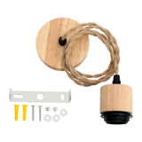 Maxbell Pendant Light Cord E27 Socket Hanging Light Cord for Living Room Bar Kitchen Wood Black Twisted