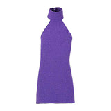 Maxbell 1:12 Women Dress Mini Doll Elastic Dress for 6inch Action Figure Accessories purple