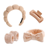 Maxbell Headband and Wristband Set Gift for Women and Girls Trendy Skincare Headband Light Khaki