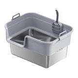 Maxbell Large Cat Litter Box with High Sides for Indoor Cats Kittens Litter Pan Tray Light Gray