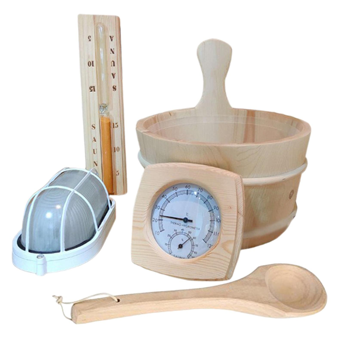 Maxbell Sauna Accessories Set Sand Timer Sauna Equipment Sauna Bucket for Sauna Room