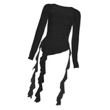 Maxbell Women's Y2K Long Sleeve T Shirt Classic Streetwear for Wedding Dating Gothic M Black