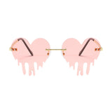 Maxbell 2xFashion Dripping Heart Sun Glasses Personality Party Eye Glasses Frameless pink