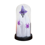 Maxbell Light up Ghost in Cloche Halloween Ghost with Light for Table Shelf Tabletop violet hat