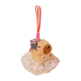 Maxbell Capybara Keychain Snuggling Capybara Bag Pendant for Birthday Gifts Children White