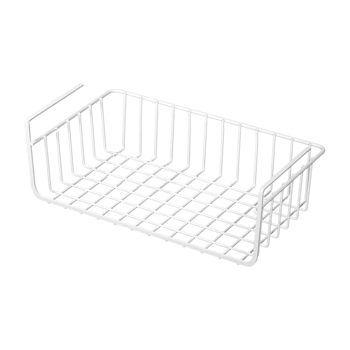 Maxbell Under Shelf Wire Basket Metal Organizer Rack for Bedroom Closet Refrigerator White 32x22cm