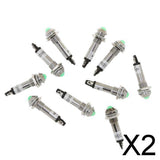 Maxbell 2x10pcs 8mm 24V Green LED Metal Indicator Light XD8-2