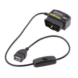 Maxbell 3xOBDII USB Female Power Charger Cable 16Pin Male Connector for GPS DVR New