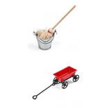 Maxbell Metal Bucket & Mop + Trolley Cart 1:12 Doll House Miniature Garden Kitchen Decor