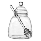 Maxbell Honey Jar with Dipper and Lid Clear Glass Honey Pot for Wedding Syrup Office 500ml