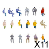 Maxbell 11x100x Painted Model Train Seated People Passengers Figures 1:100 TT Scale