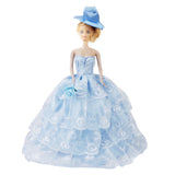 Maxbell Bridal Wedding Gown 4-layer Mesh Floral Dress for   Dolls Blue