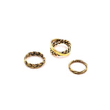 Maxbell Maxbell Vintage Set of 3 Twist Knuckle Finger Band Ring Set Jewelry Antique Gold