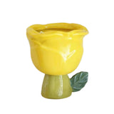 Maxbell Ice Cream Cup Ceramic Small Cute Milkshake Glasses for Milkshakes Milk Salad Yellow Rose Type