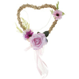 Maxbell Shabby Chic Rattan Heart Artificial Silk Flower Wreath Garland Decor for Door Wall Window Mirror 12 Inch - Aladdin Shoppers