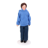 Maxbell Dollhouse Miniature Porcelain Doll Male in Blue Sweater