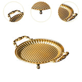 Maxbell Fruit Plate Metal Decorative Plate Round Food Plate for Candy Dessert Dinner 28cmx22cmx5.5cm