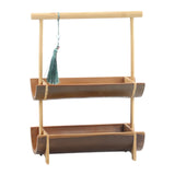 Maxbell Bamboo Portable Holder Vintage Serving Platter for Countertop Dining Kitchen 2 tier