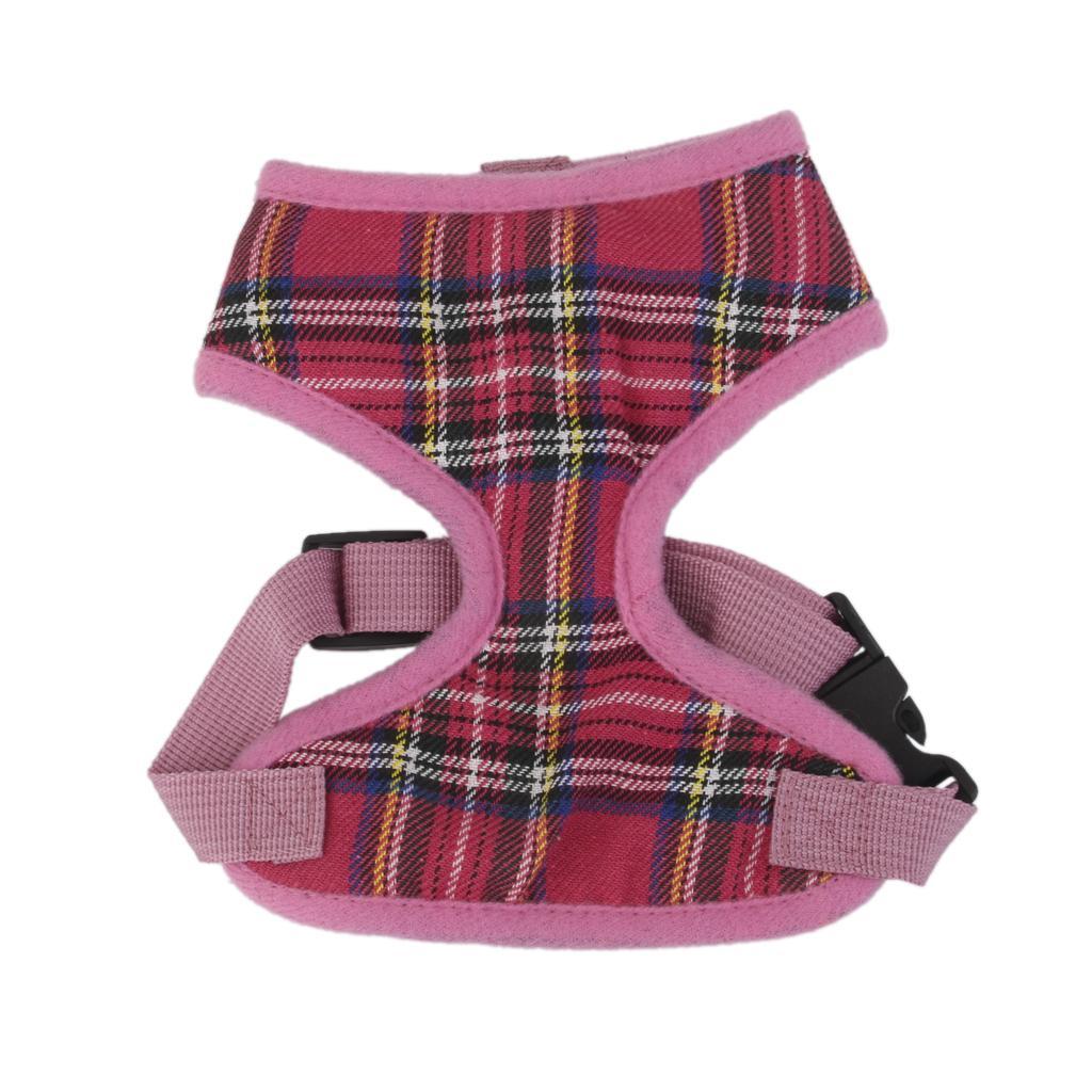 Maxbell Maxbell Pet Dog Puppy Plaid Mesh Adjustable Harness Clothes Size M Pink