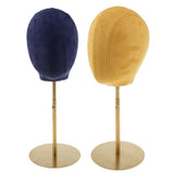 Maxbell 2pcs Suede Cork Mannequin Head Hat Rack Wig Display Holder W/ Metal Stand