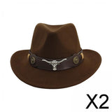 Maxbell 2xCasual Cowboy Hat Wide Brim Props Lightweight for Women Men Adults Holidays Coffee