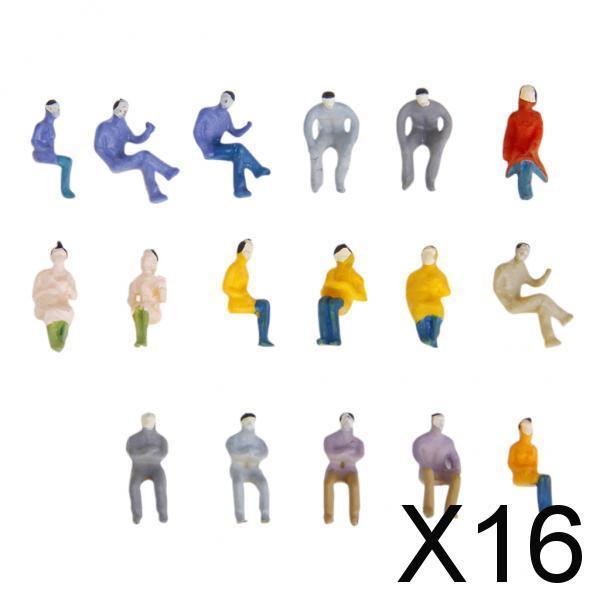 Maxbell 16x100x Painted Model Train Seated People Passengers Figures 1:100 TT Scale