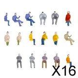 Maxbell 16x100x Painted Model Train Seated People Passengers Figures 1:100 TT Scale