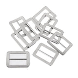 Maxbell 3xRectangle Tri-glide Buckle with Fixed Bar Strap Slider Keeper Silver 25x18mm