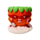 Maxbell Strawberry Figurine Flower Pot Resin Tabletop Ornament for Table Desk Office