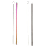 Maxbell 2 Pieces 192mm Long Titanium Drinking Straws with Cleaning Brush Straight