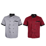 Maxbell 2Pieces Chef Jacket Uniform Short Sleeve Hotel Kitchen Apparel Cook Coat L