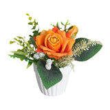 Maxbell Artificial Rose Bunch Artificial Flowers Potted for Gift Wedding Anniversary Orange
