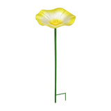 Maxbell Bird Bath Morning Glory Shape with Stand Feeding Bowl for Lawn Patio Outside yellow