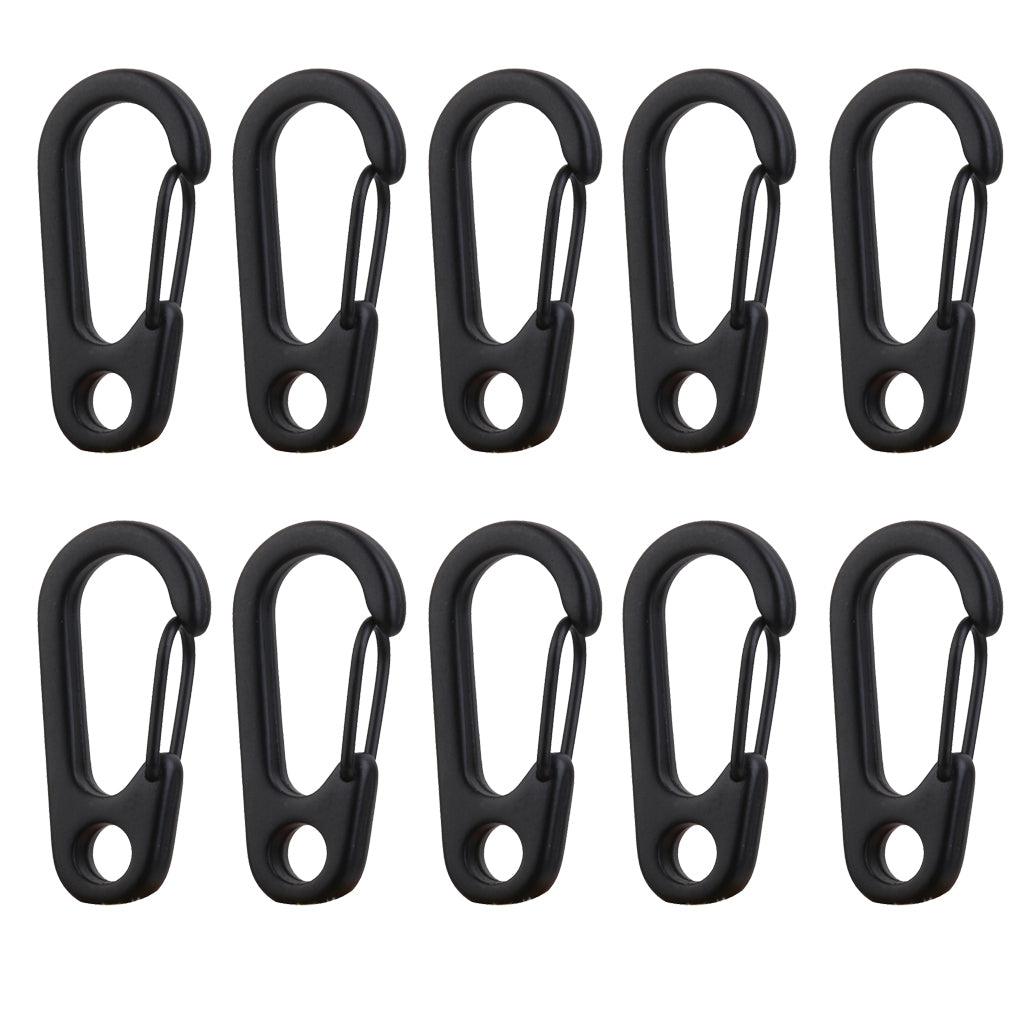 Maxbell 10Pcs Black Alloy Keychain Snap Buckle Carabiner Camping Hiking Spring Hooks