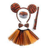 Maxbell 5x Tiger Costume Set Headband Tail Nose Bow Tie Tutu Skirt for Cosplay Party round ears