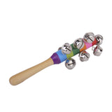 Maxbell Rainbow Color Wooden Jingle Hand Bells Toy for Kids