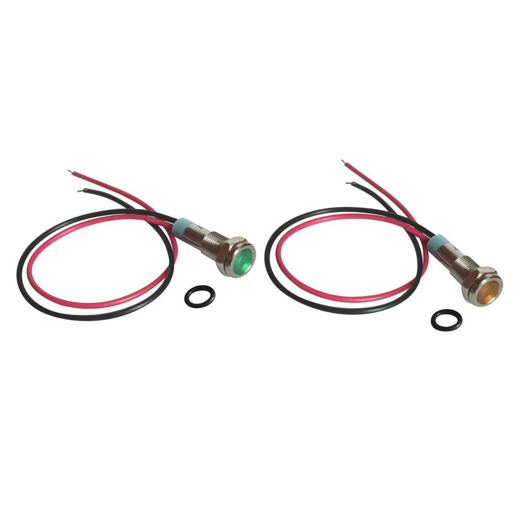 Maxbell 2Pcs 6mm LED Metal Indicator Light Waterproof Signal Pilot Dash Lamp 6V