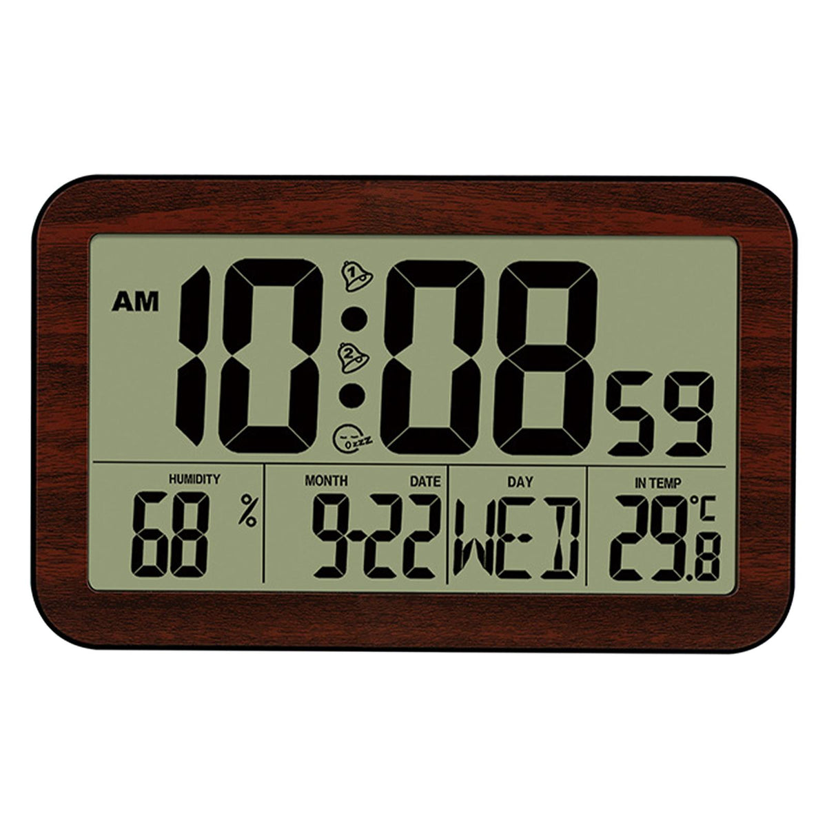 Digital Alarm Clock Snooze Function Battery Powered for Home Bedside Dark