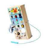 Maxbell Montessori LED Busy Board Wooden Sensory Board for Toddlers 1-3 Travel Kids