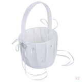 Maxbell 2 White Satin Double Heart Diamante Wedding Flower Girl Basket FLOWERGIRL BASKET