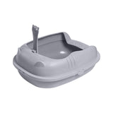 Maxbell Maxbell Pet Litter Tray Durable Sand Box Container Splashproof Toilet Cat Litter Box Gray
