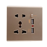 Maxbell Maxbell Gold 2.1A 2 USB Wall Socket Charger Power Panel Receptacle 5 Outlet Switch