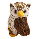 Owl Plush Toy Stuffed Animal Creative Cute Ornament for Bedroom Holiday Sofa Brown
