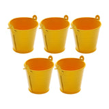 Maxbell 5x Galvanized Metal Buckets Container Rustic Party Favors Sturdy Ice Buckets Yellow